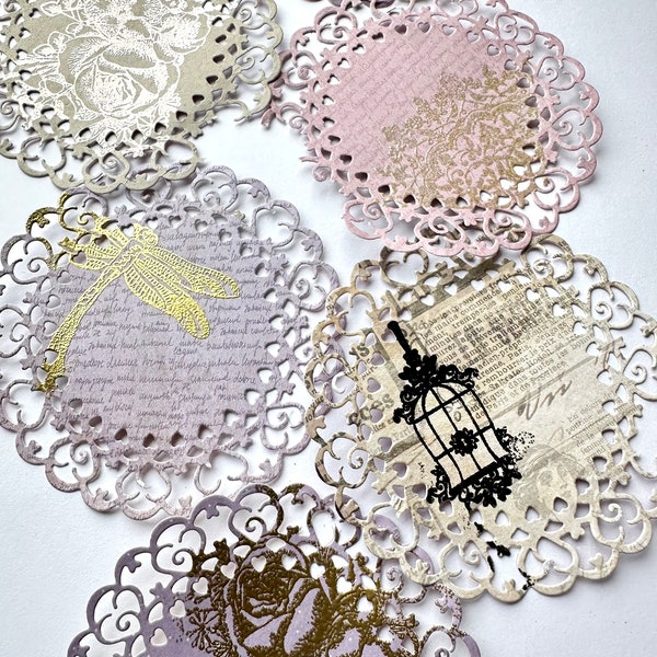 Die cut doilies | Distressed doilies | Vintage effect doilies | Embossed ink doilies | Butterfly doilies | Scrapbook doilies