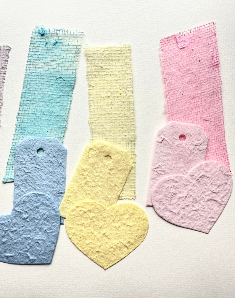 Handmade Paper Die Cut Gift Tags Hearts and Mash Pastel Etsy