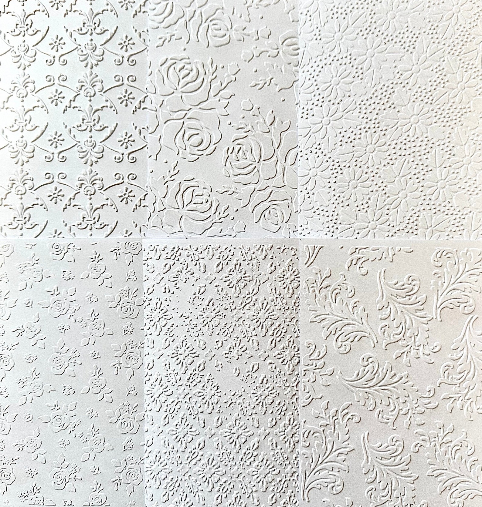 3D Embossed Paper Set: Floral Swirl Designs (10x15cm) - Etsy
