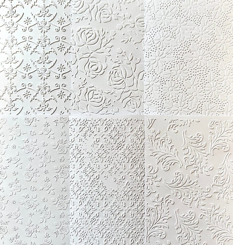 3D Embossed Paper Set: Floral Swirl Designs (10x15cm) - Etsy