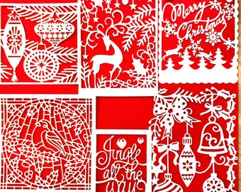 Christmas Card Backings: Die Cut Cardstock Toppers, Set of 6