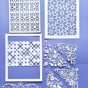 Panneaux de carton découpés | Coins découpés | Bordures découpées | Décorations prédécoupées | Supports de cartes prédécoupés |  Kit de cartes prédécoupées 15 pièces |