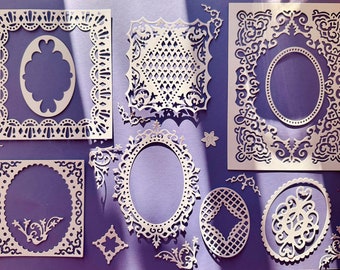 Spitzen Rahmen und Schnörkel Stanz-Set: Scrapbooking Verzierungen
