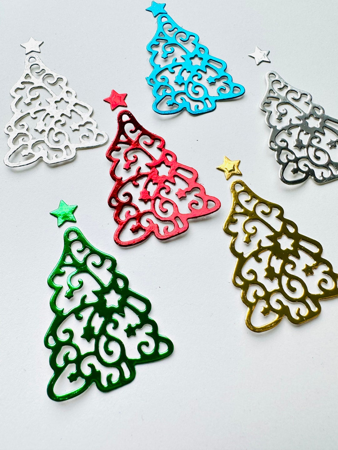 Die Cut Christmas Trees and Stars Set of 12 Christmas Trees Etsy