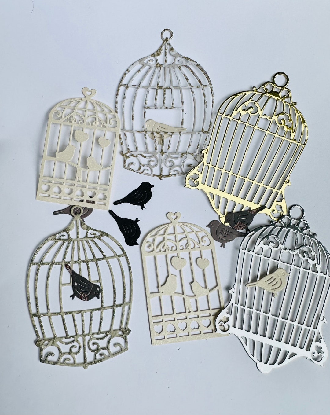 Die Cut Birds Die Cut Bird Cages Set of 14 Pieces Scrapbook Ephemera