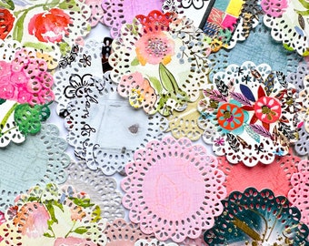 Die cut doilies some sets are recycled, some with glitter accents for card making scrapbooking art journaling kids crafts