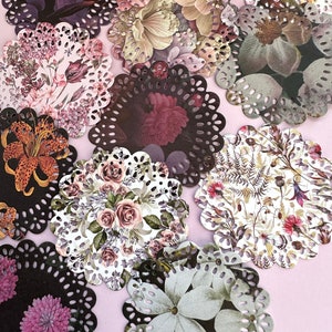 Die cut doilies Floral doilies Lacy doilies Rose doilies Junk Journal doilies set of 12 image 4