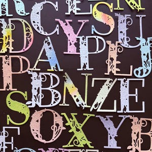Letras cortadas | Letras florais | Alfabeto cortado | Letras de renda | Letras floridas