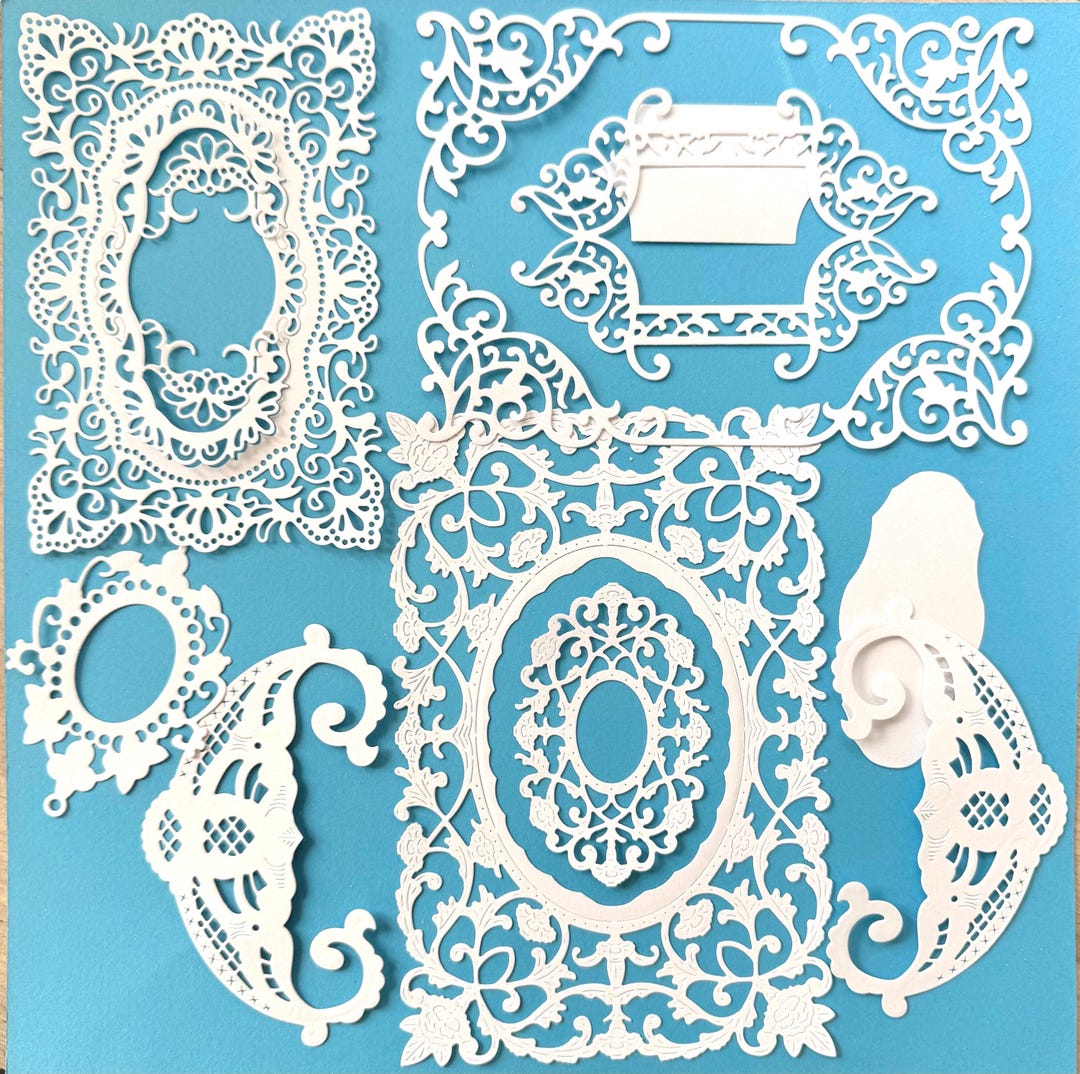 Lacy Die Cut Frames: Ornate Nesting Rectangle Cardstock - 13 Piece Set ...