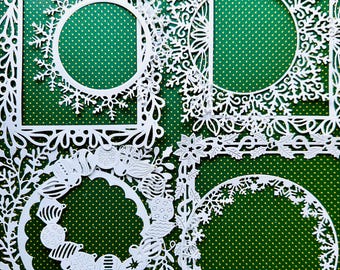 Christmas Card Die Cut Frames | Holiday Scrapbooking Embellishments