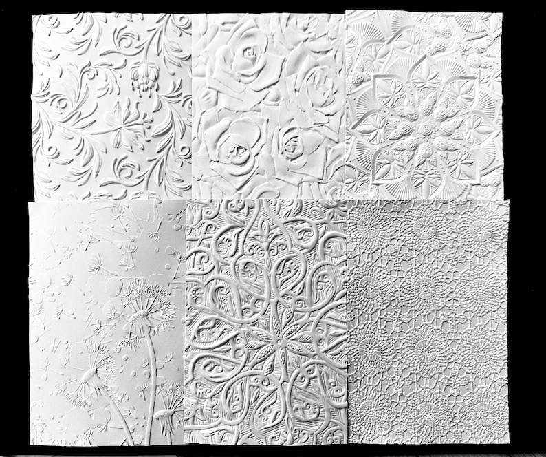 3D Embossed Paper Set: Floral Swirl Designs (10x15cm) - Etsy UK