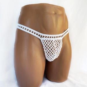 Mens see through thong swimwear Crochet sheer mens thong
