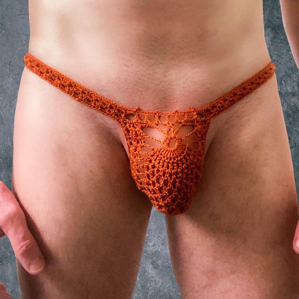 Crochet mens underwear, male pouch thong, mens bikini swimwear