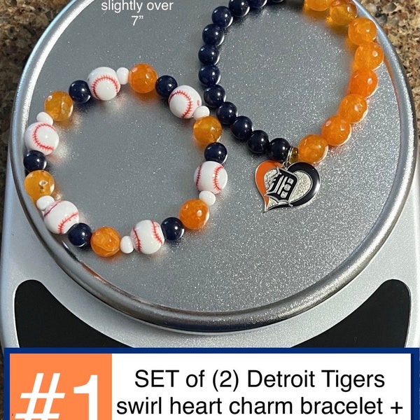 Detroit Tigers Jewelry. MLB jewelry. Baseball Charm bracelet. Bracelets. Earrings. Sport theme Jewelry. Baseball. Detroit gift. Custom order