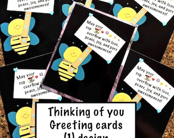 BEES Greeting Cards for Friends & Family / Note Cards with Bumblebee designs for any occasion / Thank You Cards / Thinking of You Notes