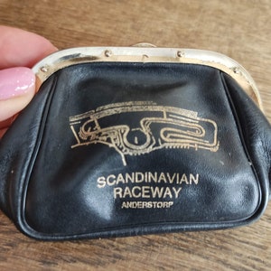 Monedero de cuero escandinavo vintage pequeña billetera Snap Close Cartera de bolsillo para mujeres Soporte de monedas Scandinavian Raceway Anderstorp