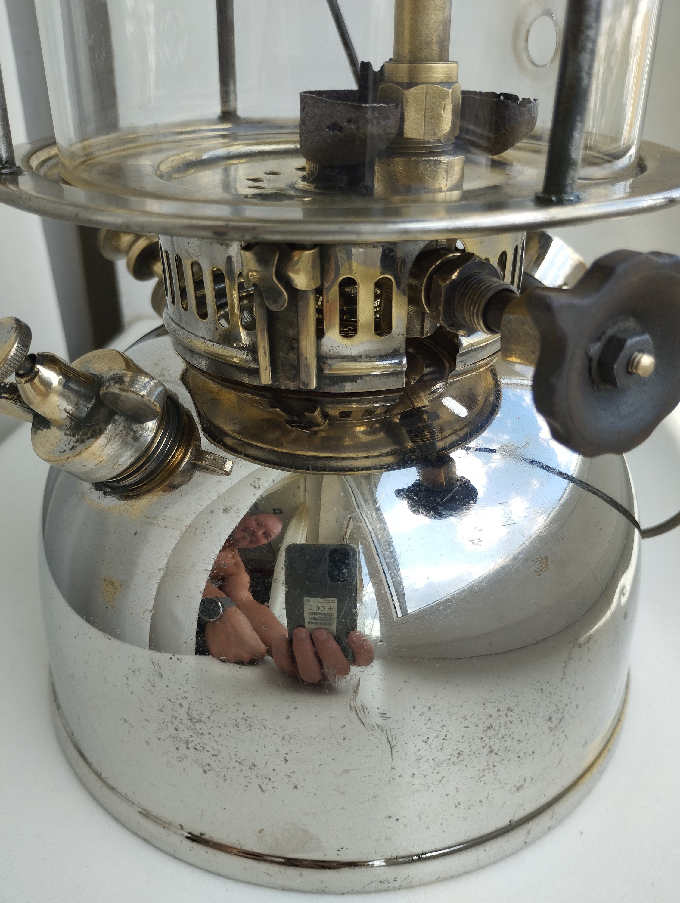 Old Brass Chrome Plated Swedish 1930s KEROSENE LANTERN Gas Old Brass Chrome Plated Swedish 1930s KEROSENE LANTERN Gas