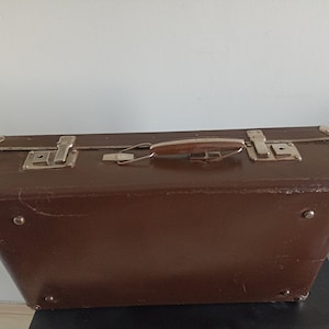 old Vintage USSR cardboard brown suitcase wood.