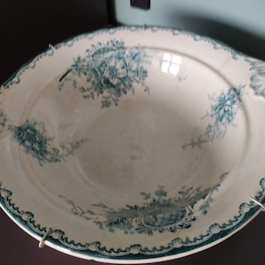 Ciotola da portata profonda in porcellana svedese antica GÖTEBORGS Porslinfabric 1905-1910 da collezione piatto da parete con decoro a foglia verde