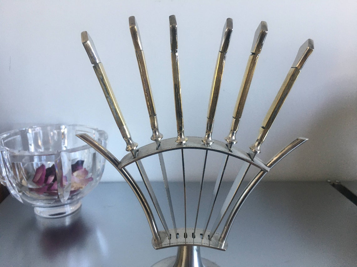 Uchatius Bronce Set of 6 six Fruit Knives 1920's Etsy