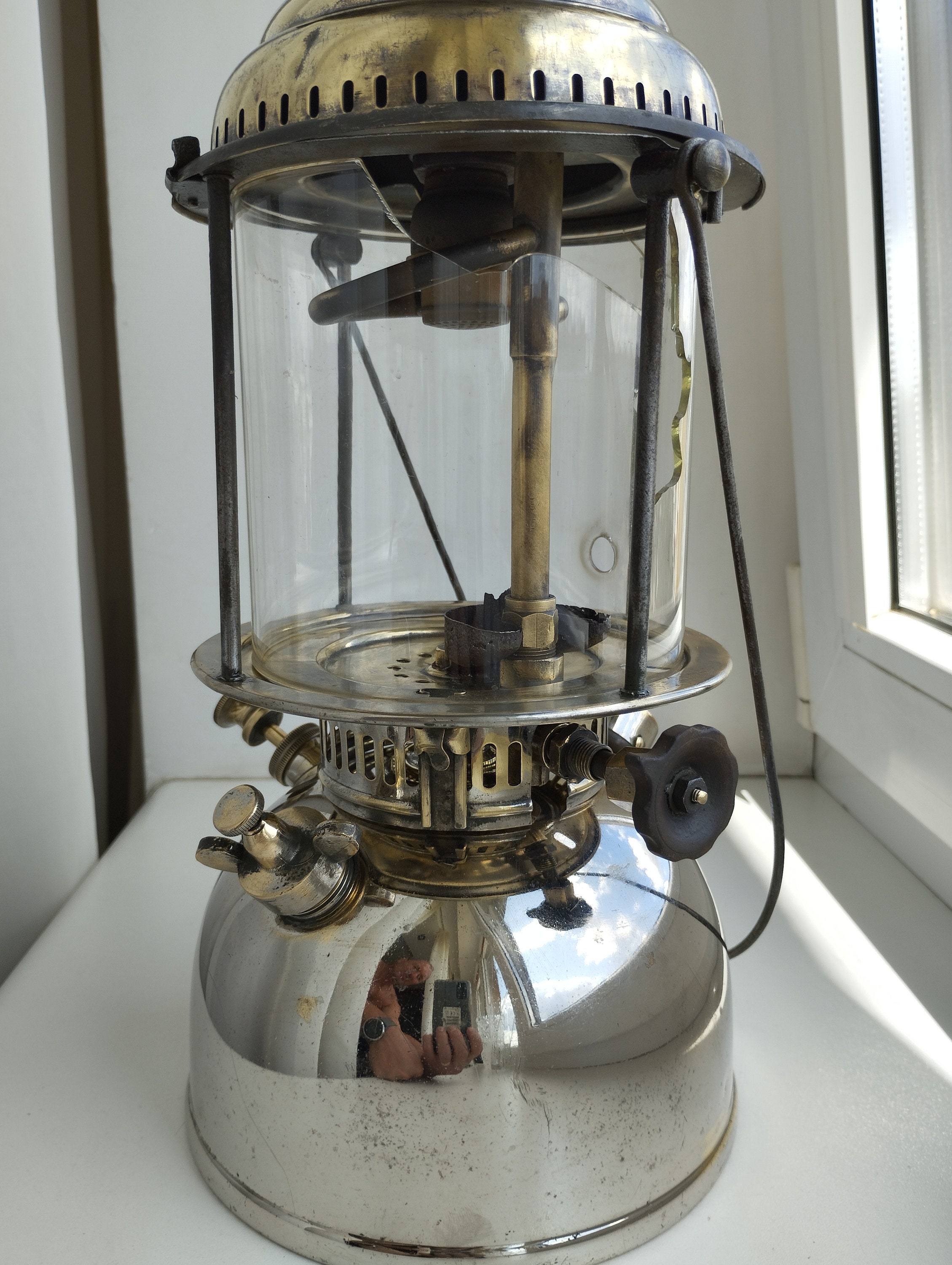 Old Brass Chrome Plated Swedish 1930s KEROSENE LANTERN Gas Old Brass Chrome Plated Swedish 1930s KEROSENE LANTERN Gas