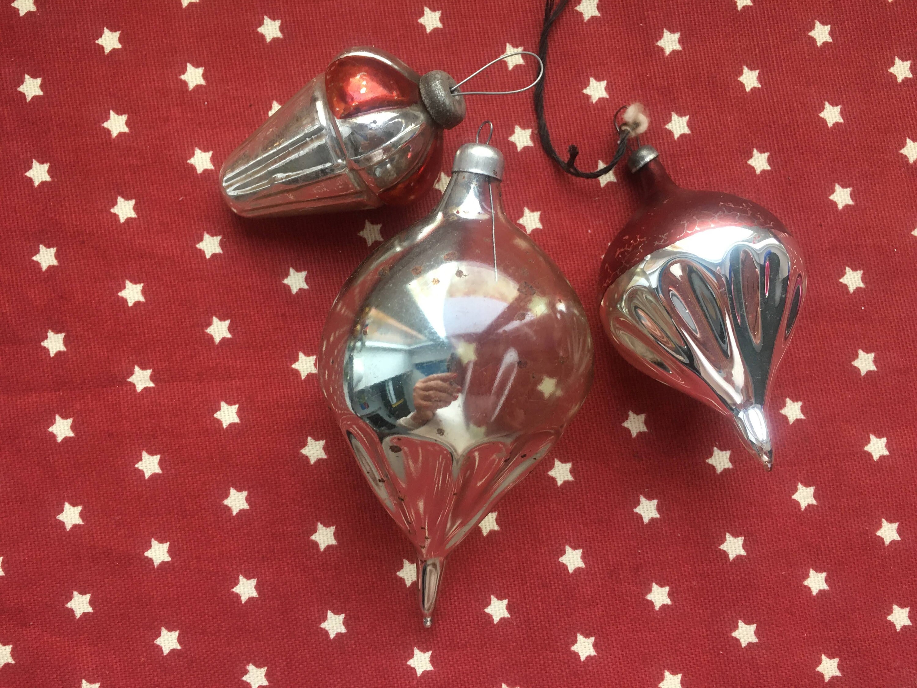 ヴィンテージ クリスマス ガラス オーナメント ソビエト 3 個セット