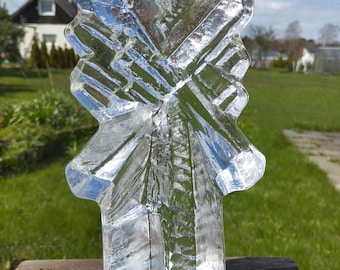 Vintage schwedische Eisglas-Skulptur von Christer Sjögren – Lindshammar – signiert