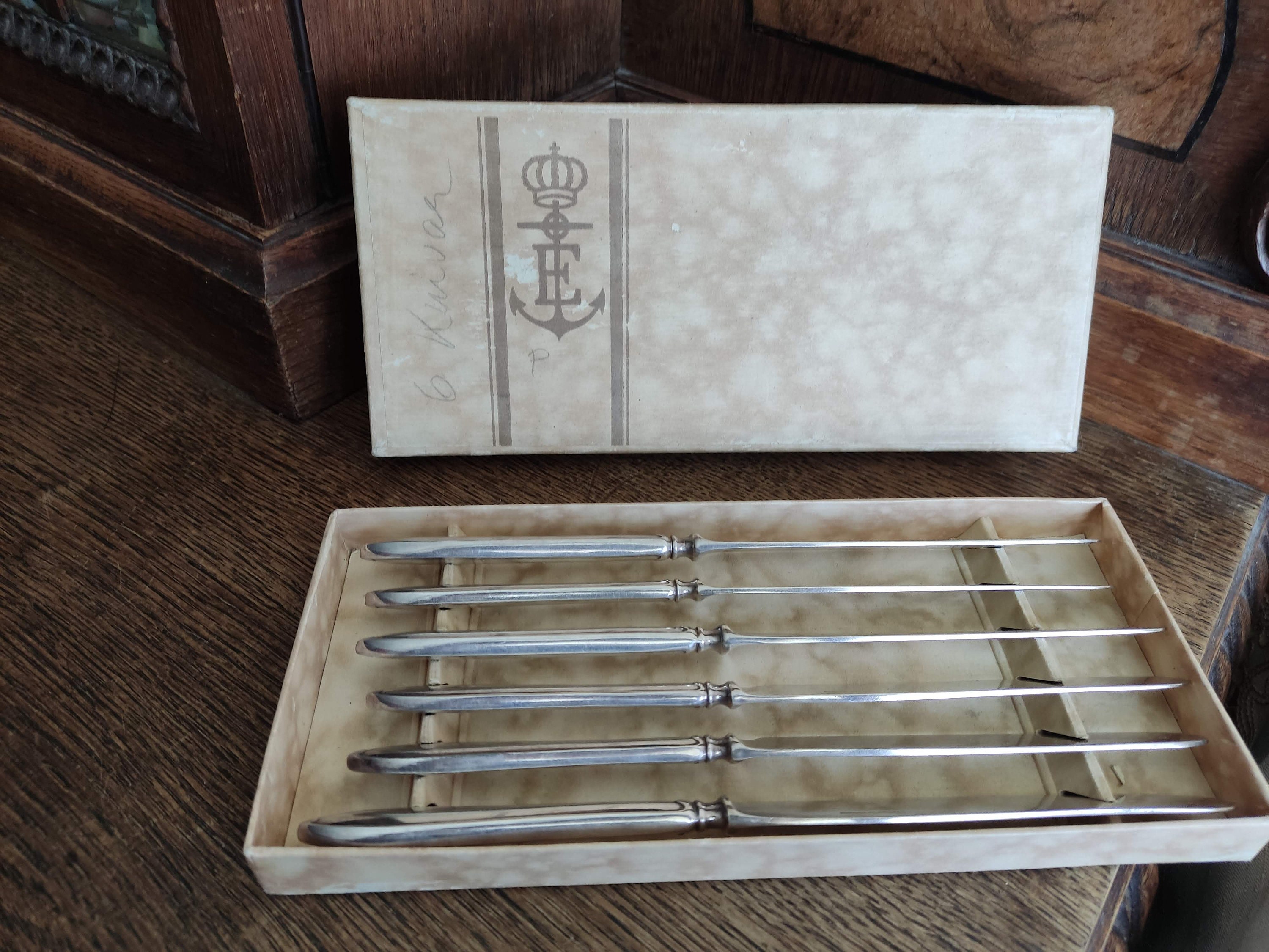Set of Six Vintage Knives Alpacca Silver Knives Vintage Alpacca Silver  Knives Vintage New Silver Knives Vintage Knife Set 