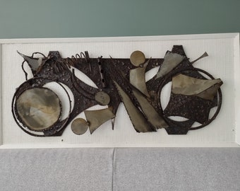 Large Vintage 1960 Henrik Horst Danish Brutalist Wall welded steel Sculpture RELIEF