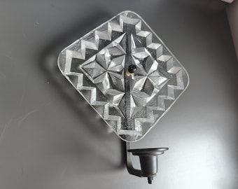 Vintage Swedish Wall Candle Holder with Cut Glass Backplate – 1950s Iron & Crystal Style Sconce