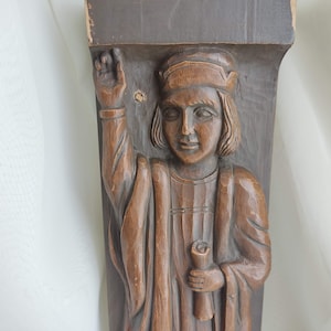 Antique Wooden PLAQUE of Christopher Columbus1940s