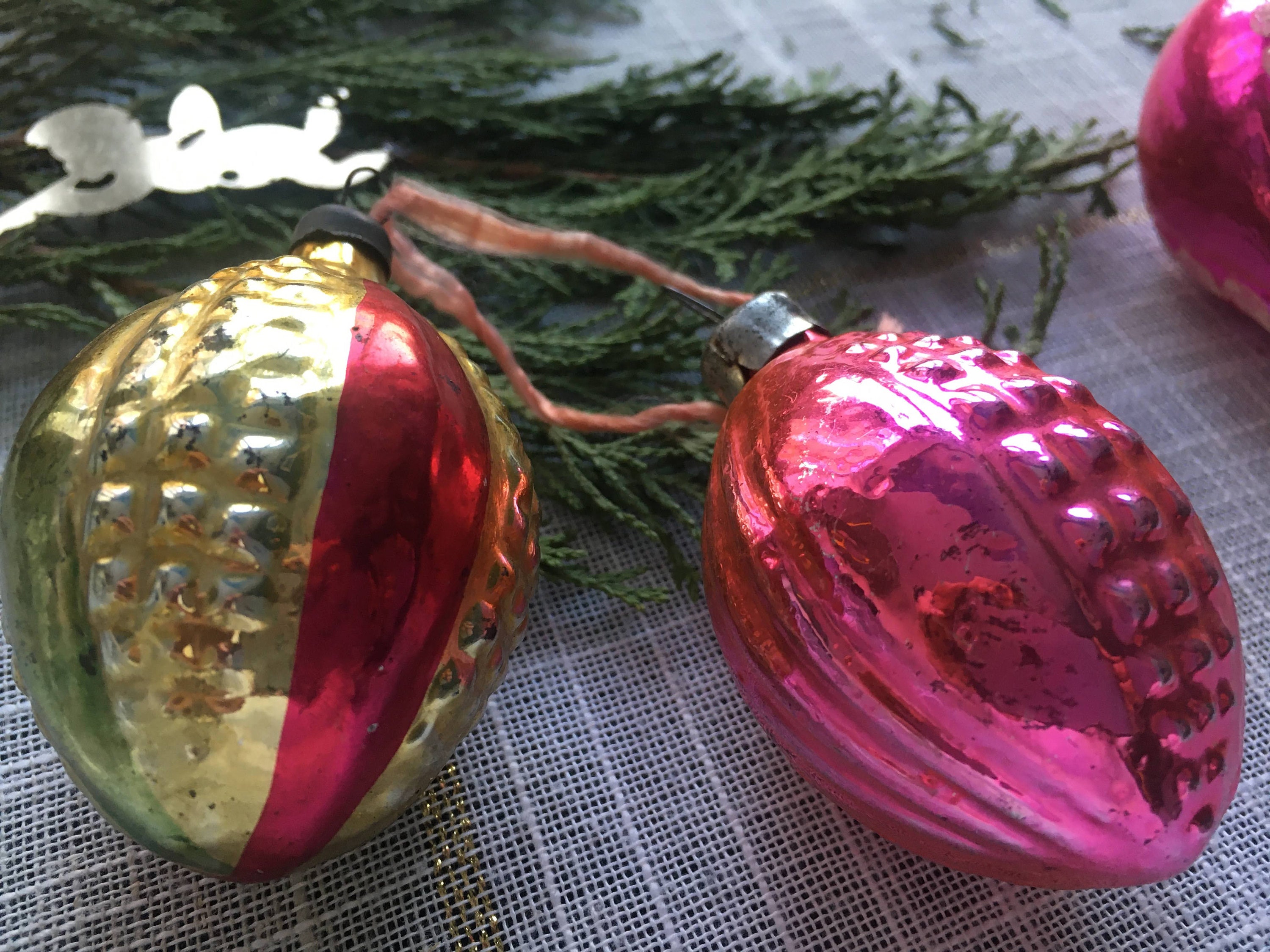 ヴィンテージ クリスマス ガラス オーナメント ソビエト 4 個セット