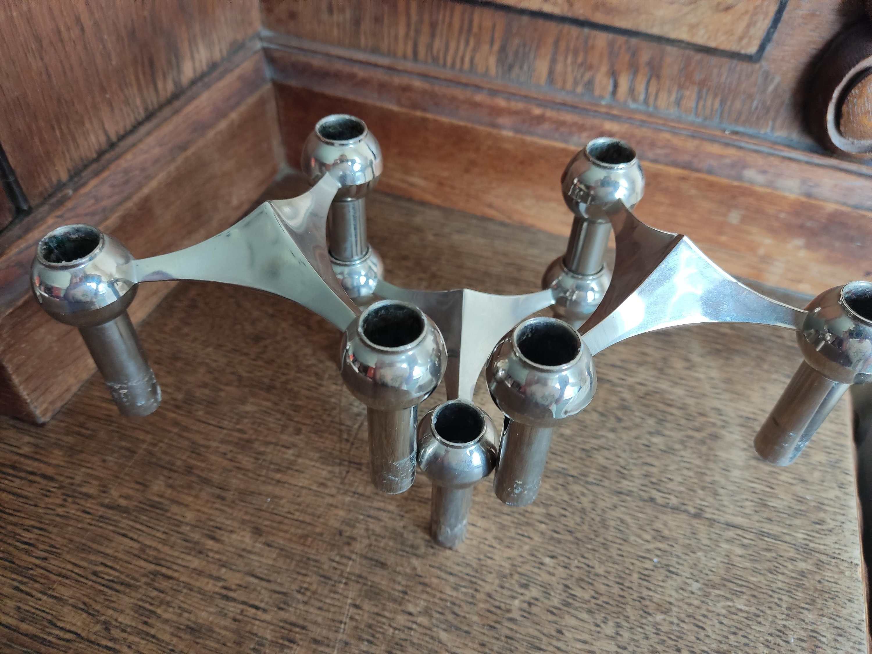 Set of 3 Candlesticks Fritz Nagel & Caesar Stoffi Design Atomic, Space