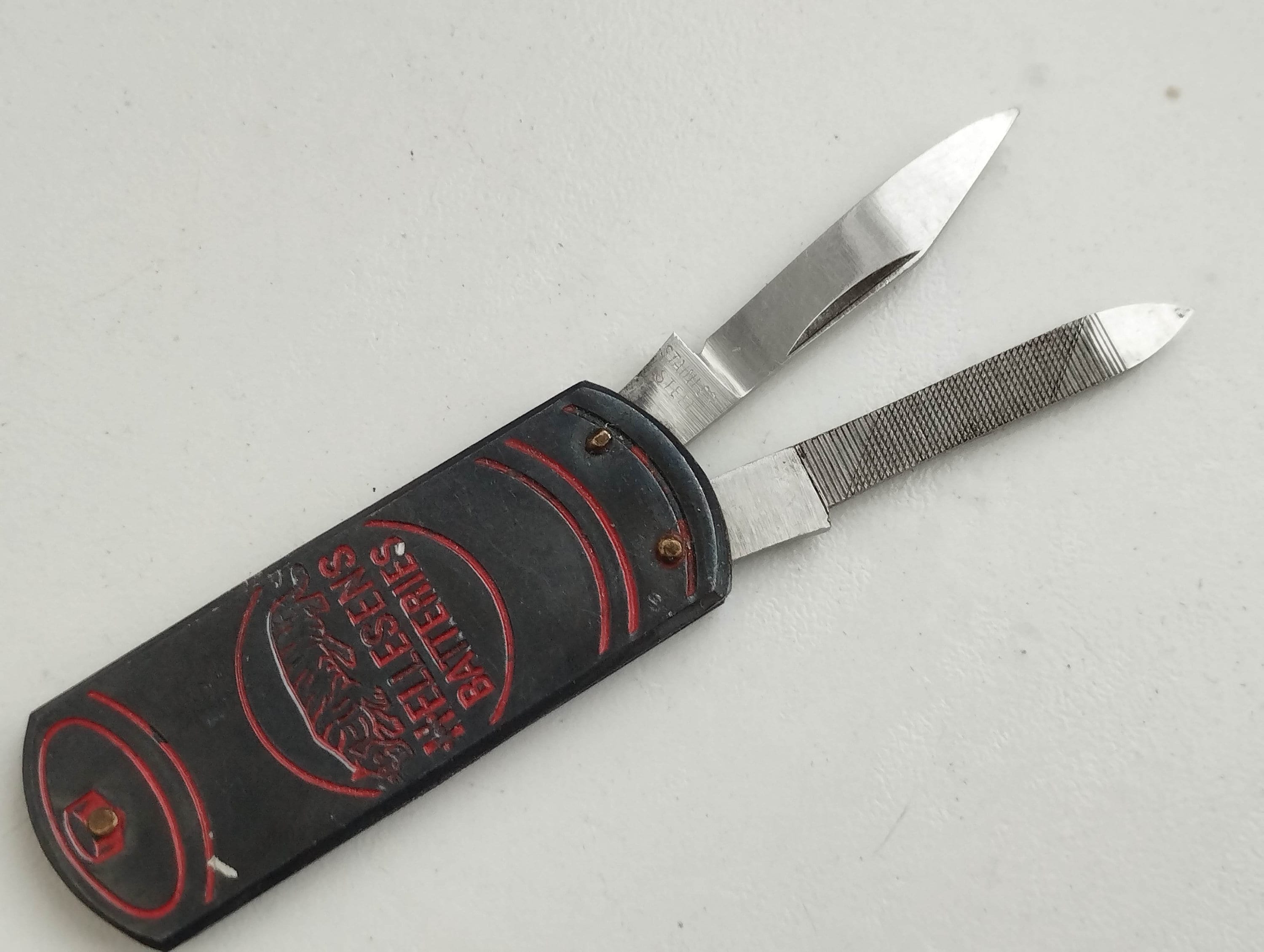 Vintage German  pocket  folding knife  Advert Hellesens Batteries