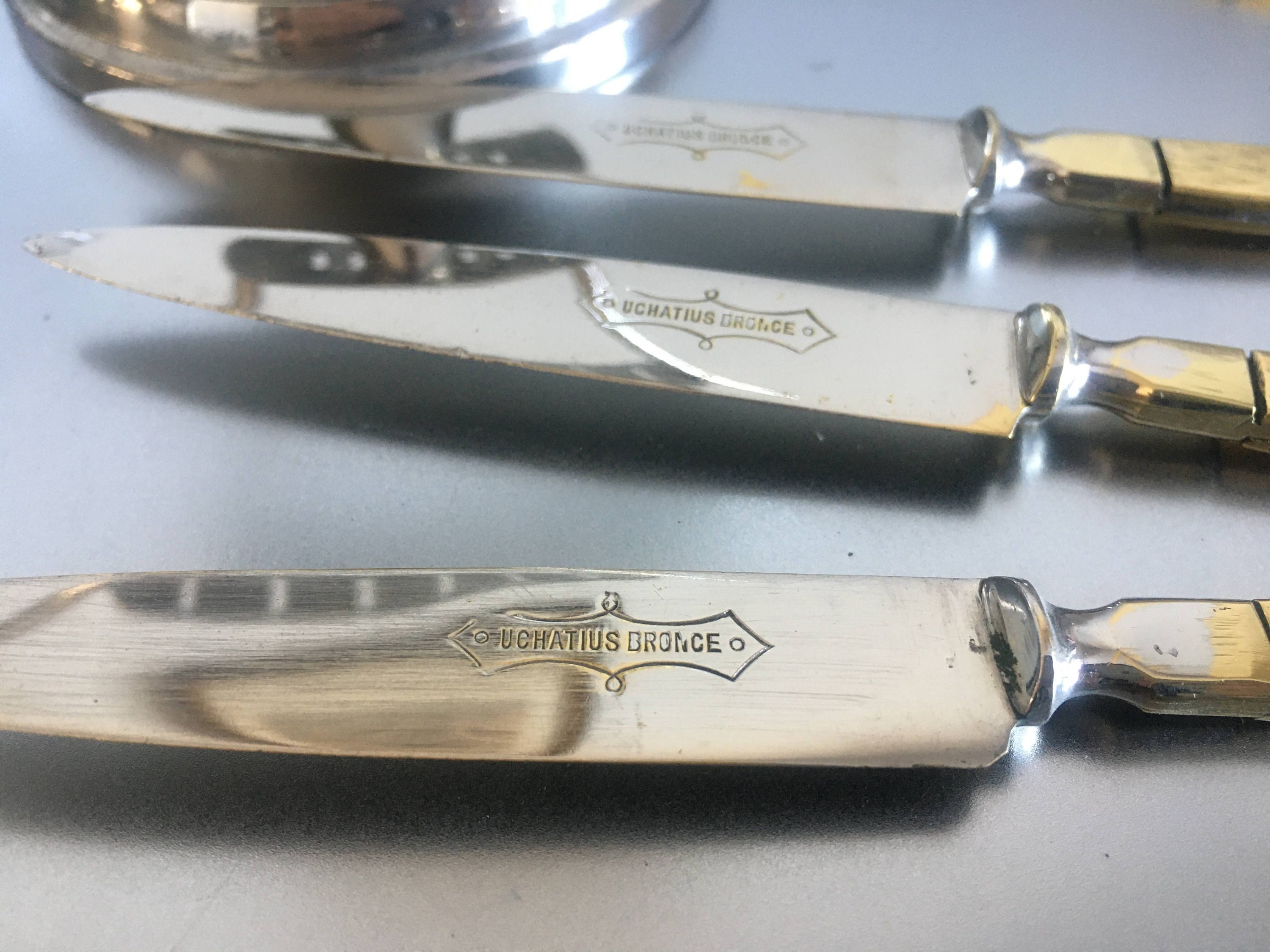 Uchatius Bronce - Set of 6 (six) Fruit Knives - 1920's Antique