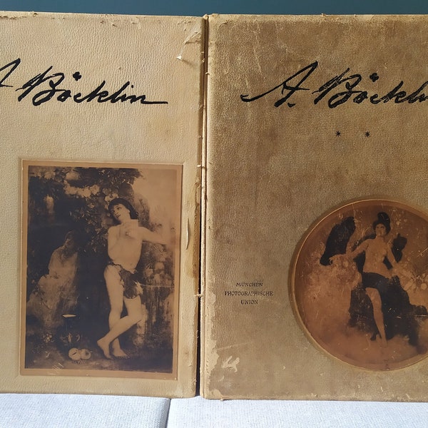 c1901 Arnold Böcklin set 2 Vols 80 Photogravure plates Munich  The selection of the Artist's most outstanding Works in Photogravure