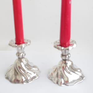 Vintage Swedish Large Heavy Silver Plated Candleholders