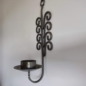 Vintage Hand-Forged Iron Wall Candle Holder –  Scandinavian Design – Marked Sweden 1960s