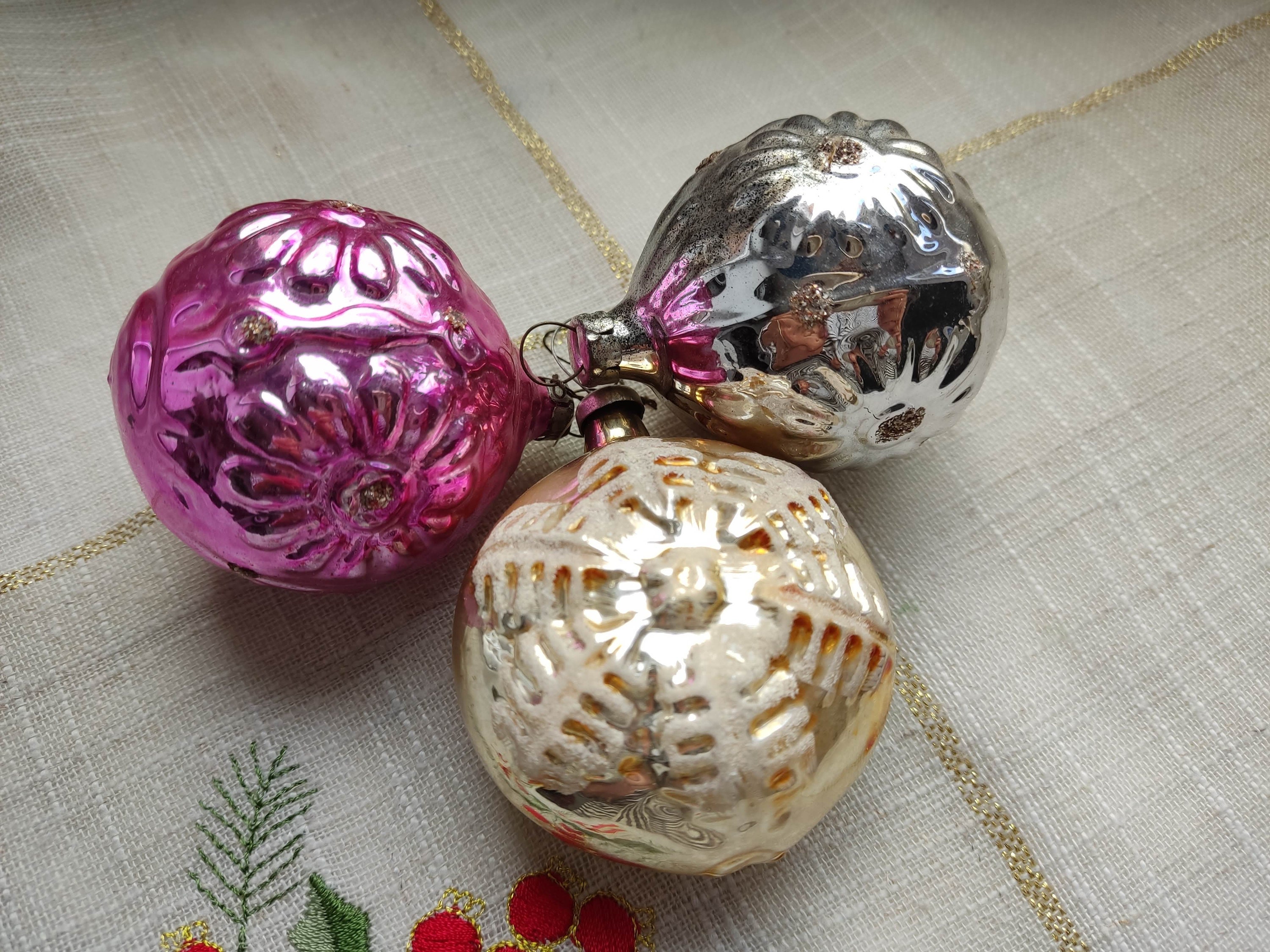 ヴィンテージ クリスマス ガラス オーナメント ソビエト 3 個セット