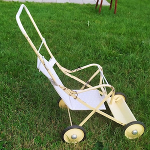 Swedish midcentury vintage toy metal doll carriage stroller buggies