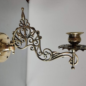 Vintage-Kerzenhalter aus massivem Messing für Klavier, Messing-Kerzenwandleuchte, Wandleuchte, Kerzenhalter mit Schwingarm, Lampe auf dem Klavier