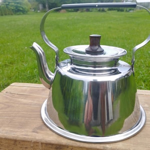 Vintage  Stainless Steel Kettle – Swedish Rostfritt Stål Teapot, 1.5L Retro Coffee Pot, Scandinavian Kitchenware