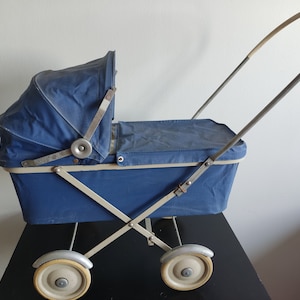 Vintage Folder Swedish Baby Doll Stroller, Carriage,  Cottage Style, Nursery Decor, Vintage Toy 1950s
