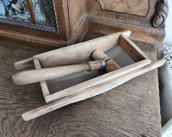 Antique Swedish Berry Press c1900 Wooden Fruit Press with Pestle 15.5 Inch Primitive Farmhouse Kitchen Tool
