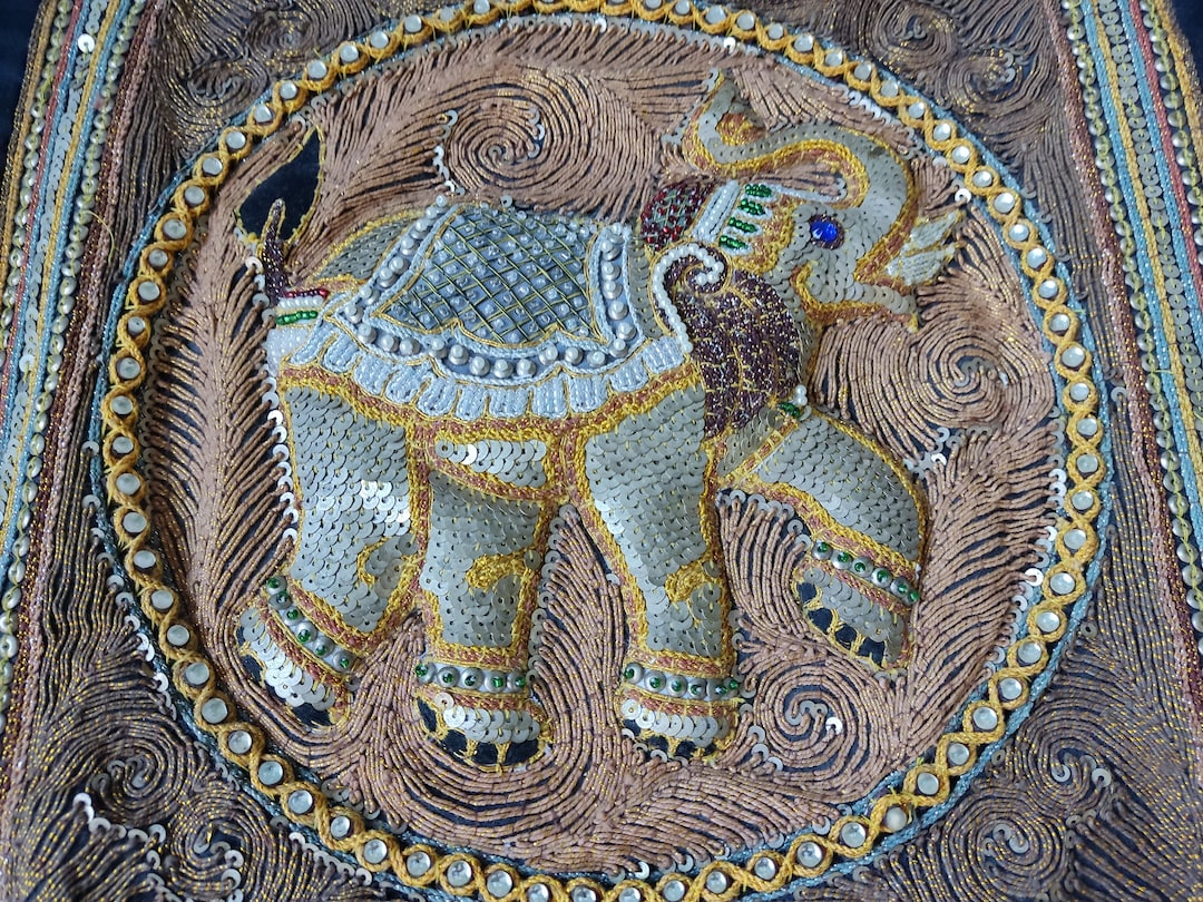 Vintage Kalaga Burmese Tapestry Product of Sandar Tun Golden Elephant