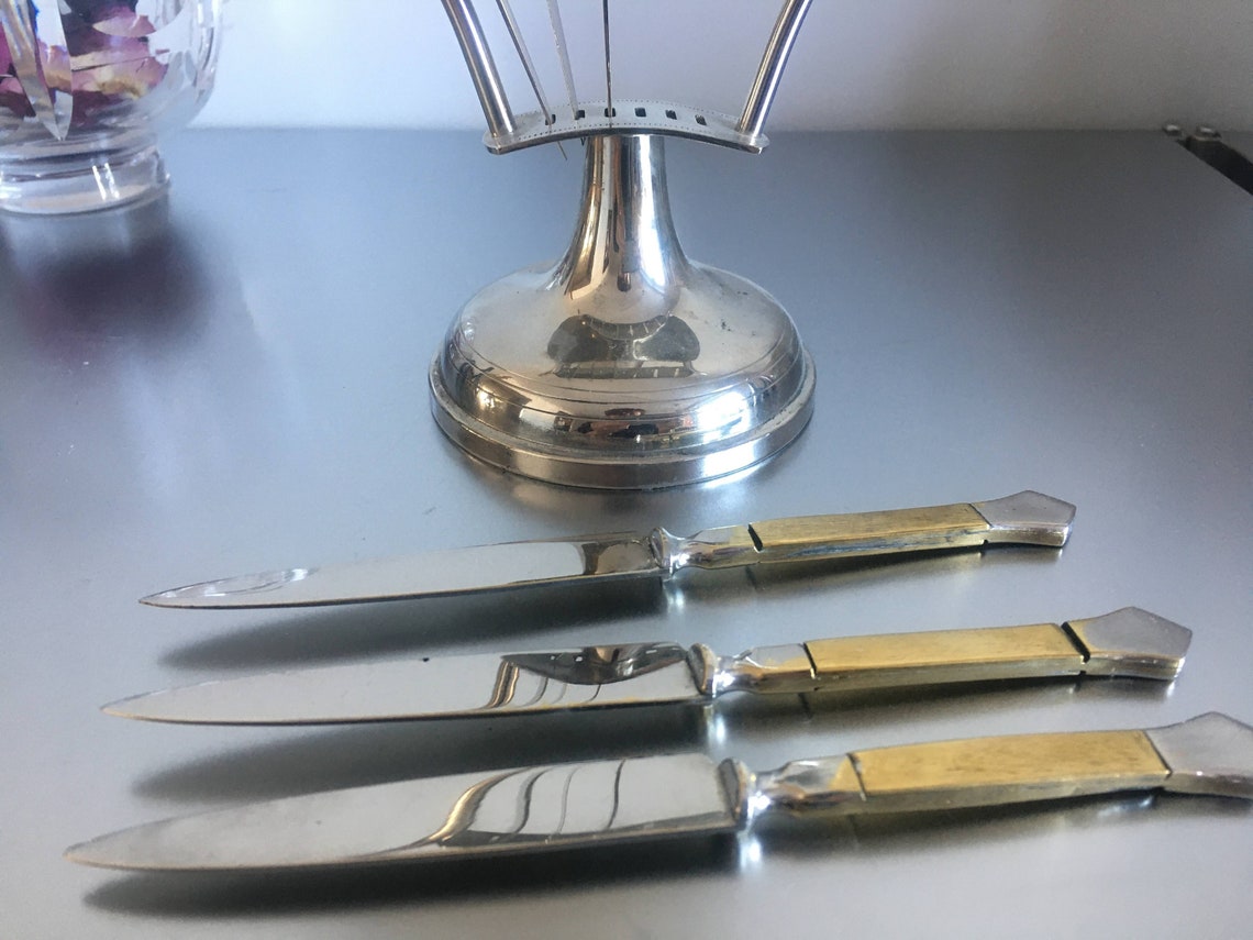 Uchatius Bronce Set of 6 six Fruit Knives 1920's Etsy