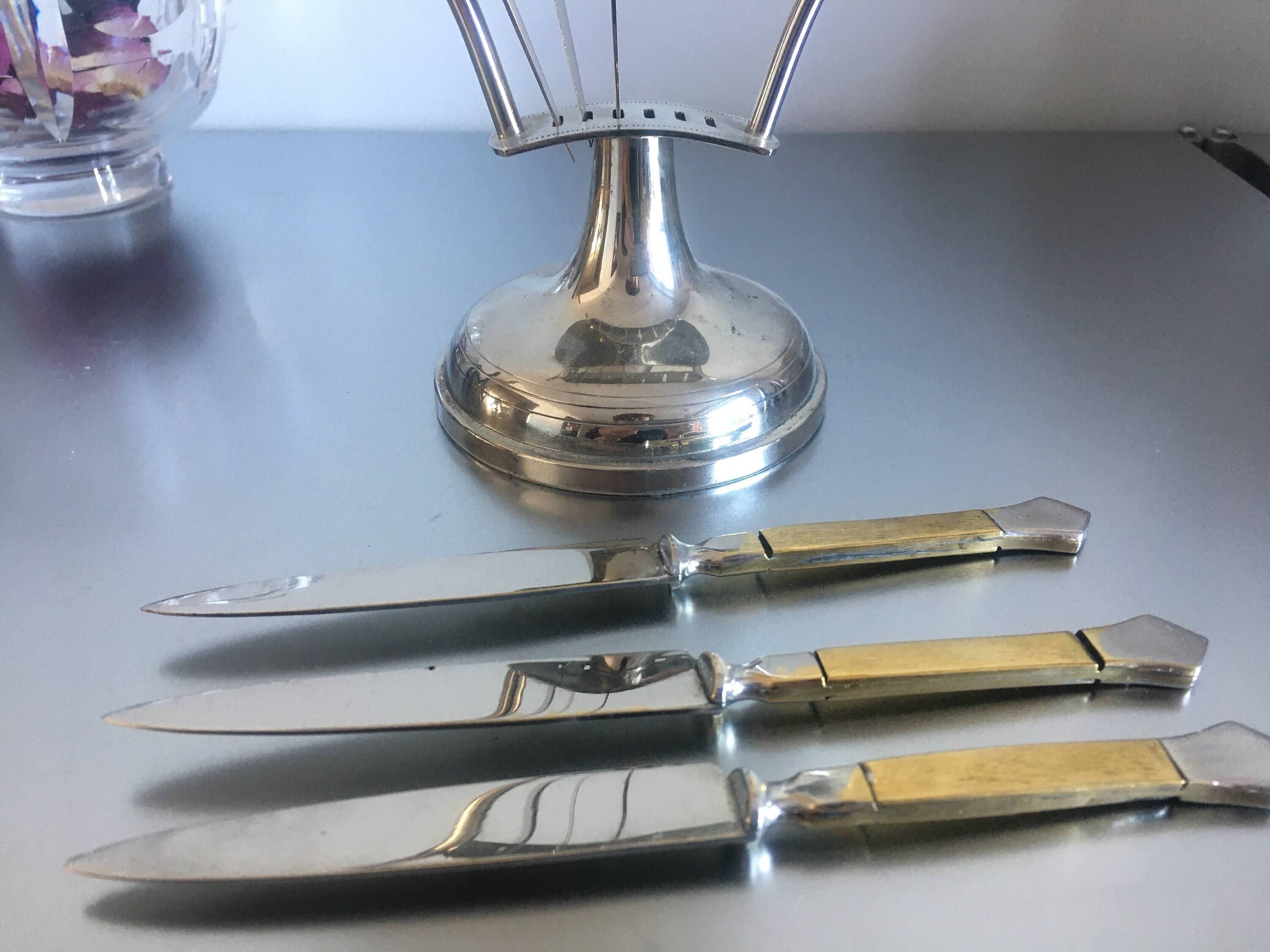 Uchatius Bronce - Set of 6 (six) Fruit Knives - 1920's Antique