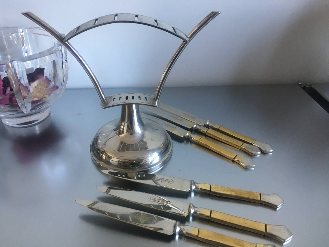 Uchatius Bronce Set of 6 six Fruit Knives 1920's Etsy