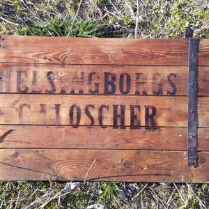 Antique 1900 wall  wooden Advertising Rubber galoshes from Helsingborg