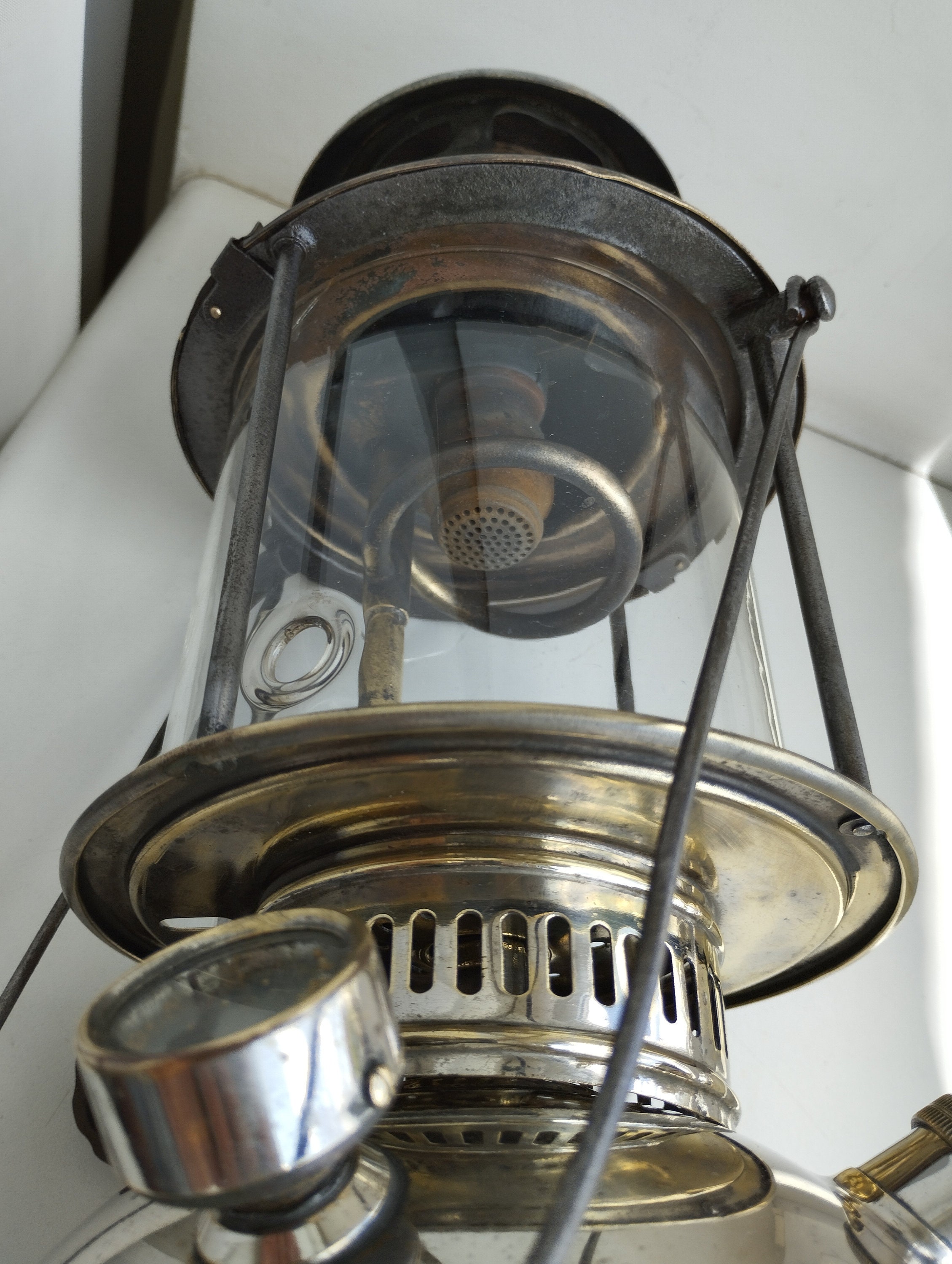 Old Brass Chrome Plated Swedish 1930s KEROSENE LANTERN Gas Old Brass Chrome Plated Swedish 1930s KEROSENE LANTERN Gas